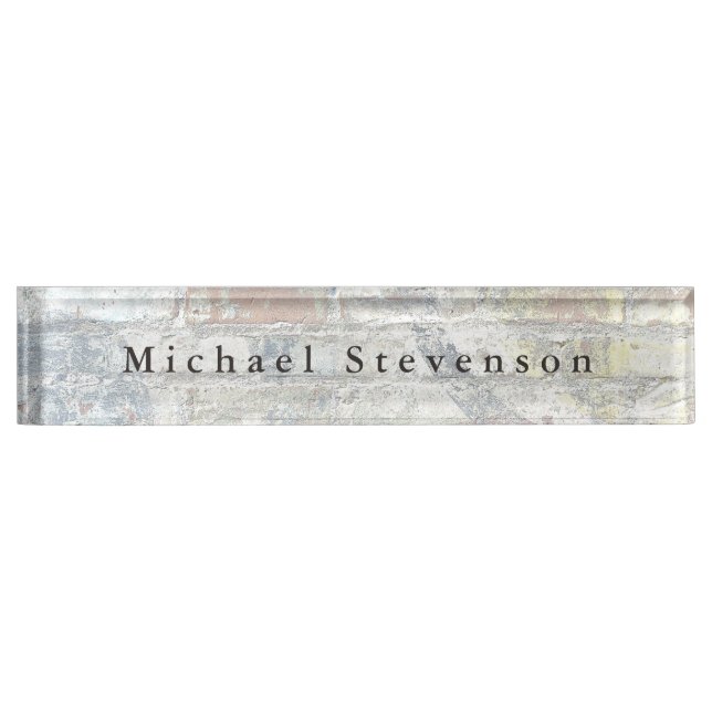 Trendy Grey Wall Modern Design Unique Personal Desk Name Plate (Front)