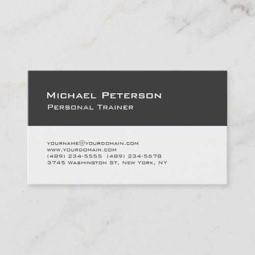 Trendy Grey White Personal Trainer Business Card