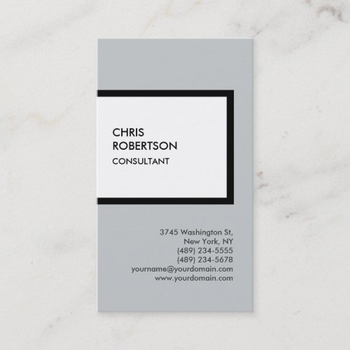 Trendy grey white vertical unique business card