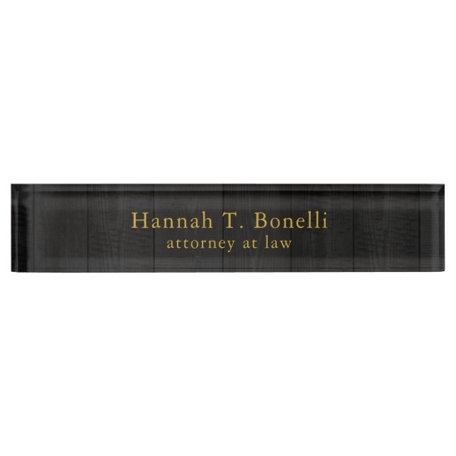 Trendy Grey Wood Gold Design Plain Creative Modern Desk Name Plate (Front)
