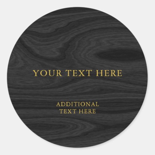 Trendy Grey Wood Gold Design Plain Professional Classic Round Sticker