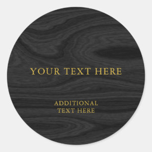 Trendy Grey Wood Gold Design Plain Professional Classic Round Sticker