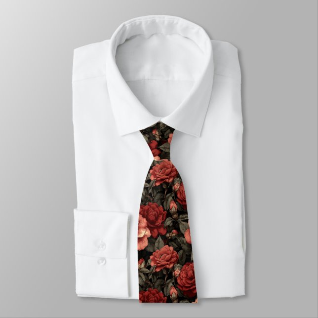 Trendy Groomsmen Gift Gardenias Neck Tie (Tied)