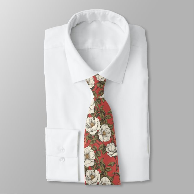 Trendy Groomsmen Gift Rose Neck Tie (Tied)