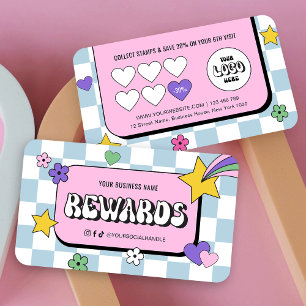 Trendy Groovy Logo Retro Girly Hairstylist Salon Loyalty Card