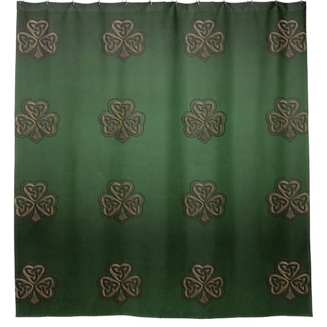 Trendy grundge Irish lucky shamrock Shower Curtain (Front)