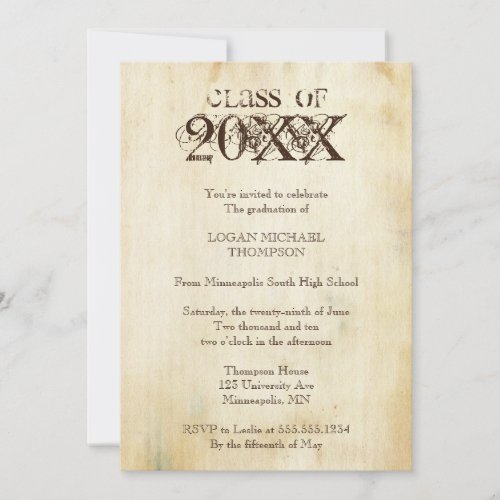 Trendy Grunge Graduation Party Invitation