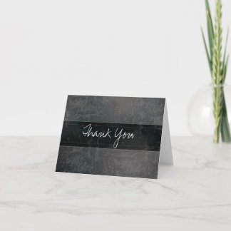 Trendy Grunge Marble Black Thank You Card