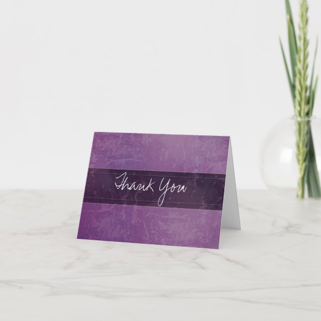 Trendy Grunge Marble Purple Thank You Card (Front)