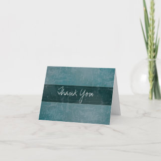 Trendy Grunge Marble Teal Thank You Card