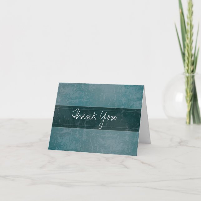 Trendy Grunge Marble Teal Thank You Card (Front)