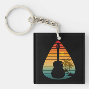 TRENDY GUITAR PICK SUNSET KEYCHAIN