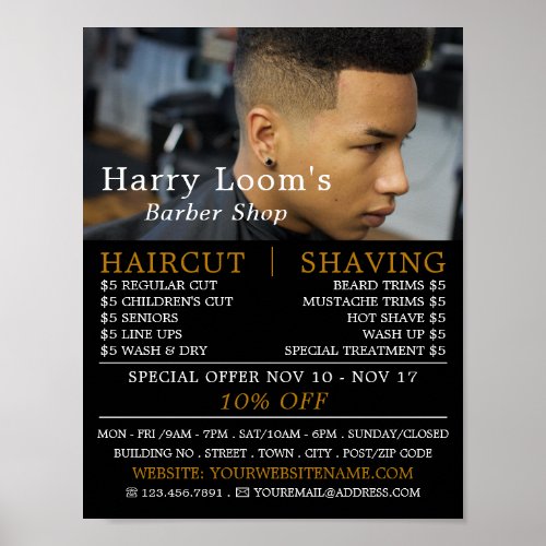 Trendy Hair Cut Mens Barbers Advertising Poster