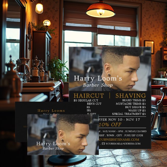Trendy Hair Cut, Men's Barbers Business Card (Creator Uploaded)