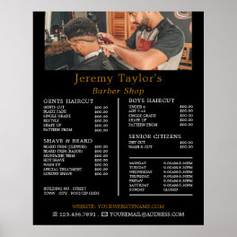 Trendy Hair Cut, Men's Barbers Price List Poster