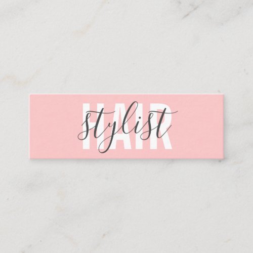 Trendy hair stylist bold minimalist pink white mini business card