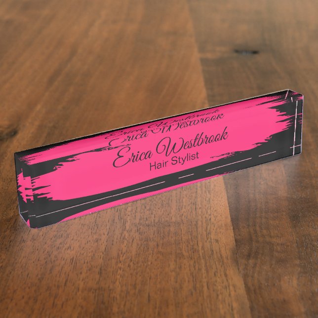 Trendy Hair Stylist Salon Desk Nameplate (Side)