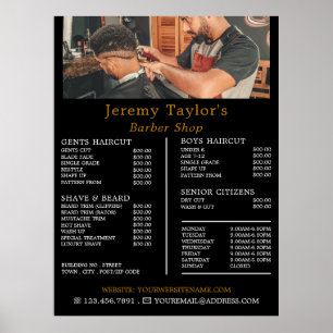 Trendy Haircut, Men's Barbers Price List Poster