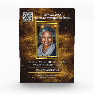 Trendy hairdresser double gold photo year end acrylic award