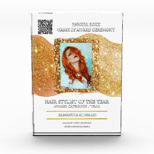 Trendy hairdresser photo glam glitz elegant annual acrylic award