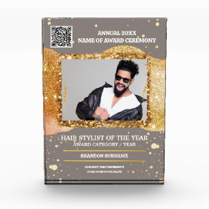 Trendy hairdresser photo shiny glitter glam annual acrylic award