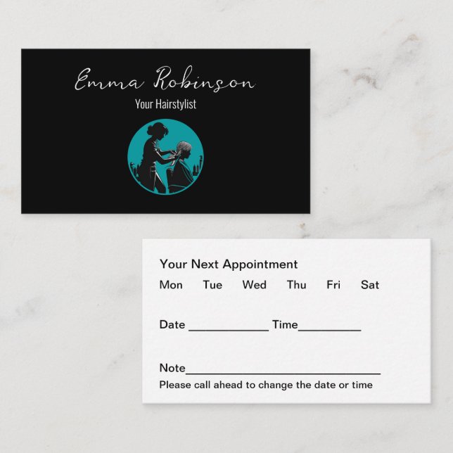 Trendy Hairstylist Hairstyling Appointment Cards (Front/Back)