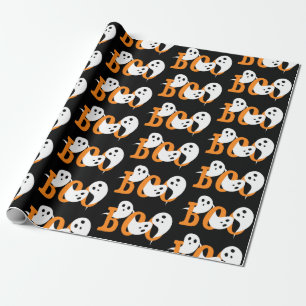 Trendy Halloween Boo Ghosts Black Wrapping Paper