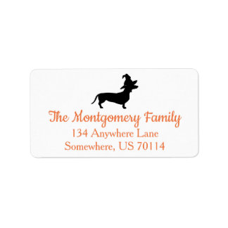 Trendy Halloween Dachshund & Witch Hat Label