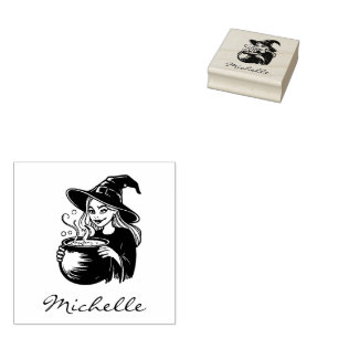 Trendy Halloween Halloween Witch With Cauldron Rubber Stamp