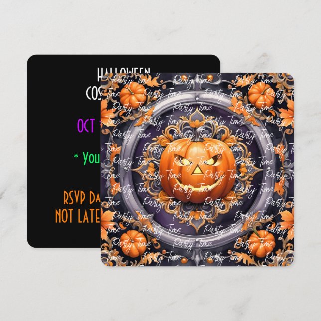 Trendy Halloween Pumpkin Autumn Collection Invitation (Front/Back)
