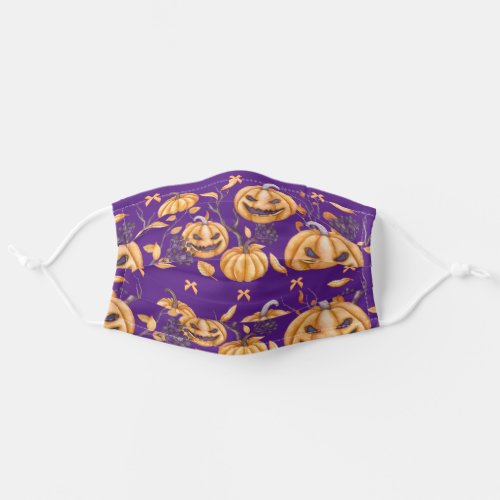 Trendy Halloween Pumpkins Purple Orange Fashion Adult Cloth Face Mask