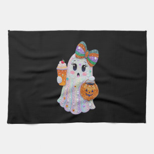 Trendy Halloween Rhinestones Ghost Kitchen Towel