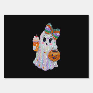 Trendy Halloween Rhinestones Ghost Sign