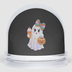 Trendy Halloween Rhinestones Ghost Snow Globe