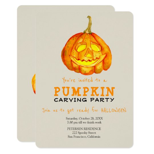 trendy halloween simple pumpkin carving party invitation zazzle com