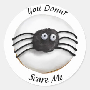 Trendy Halloween Spooky Black Spider Donut Classic Round Sticker