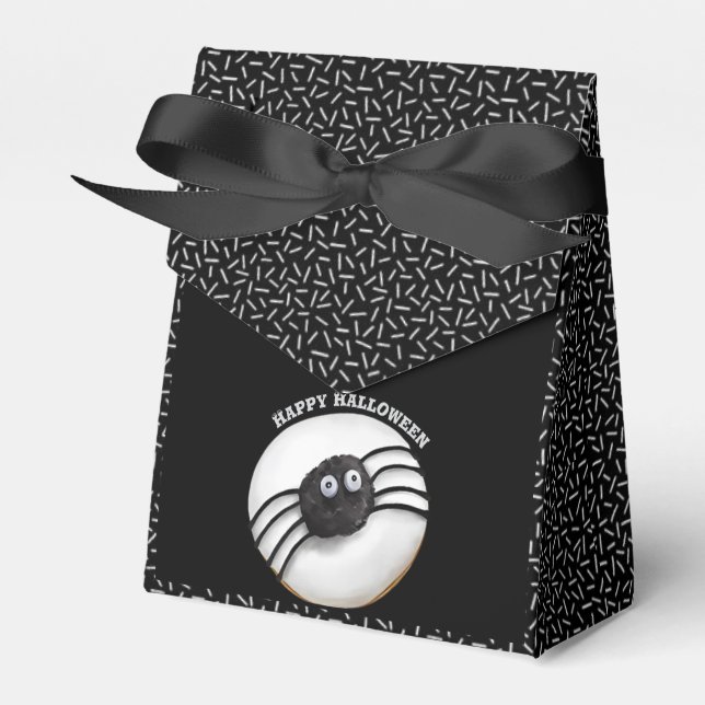 Trendy Halloween Spooky Black Spider Donut  Favor Boxes (Front Side)
