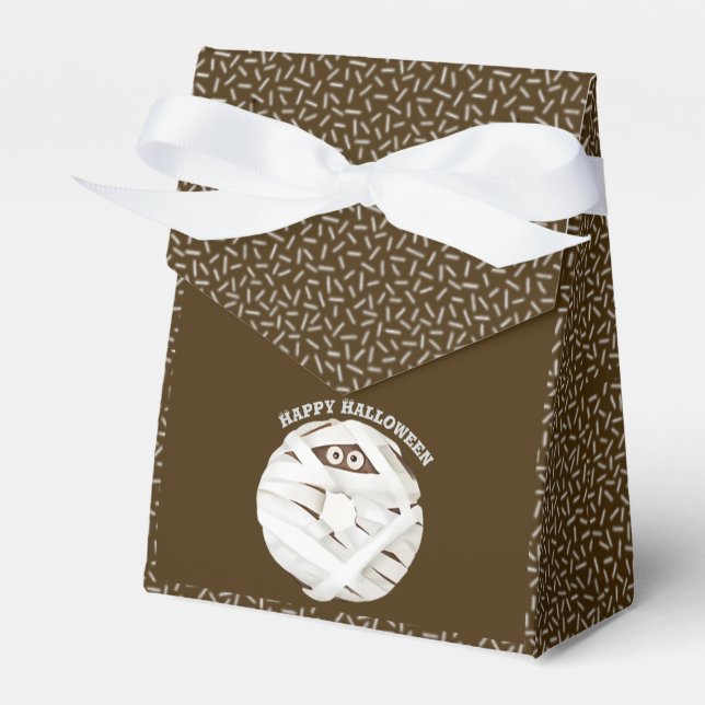 Trendy Halloween Spooky Brown Boo Ghost Donut  Favor Boxes (Front Side)