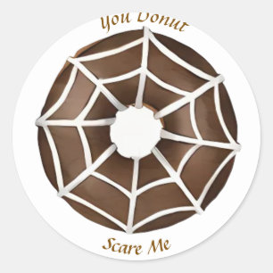 Trendy Halloween Spooky Brown Spider Web Donut Classic Round Sticker