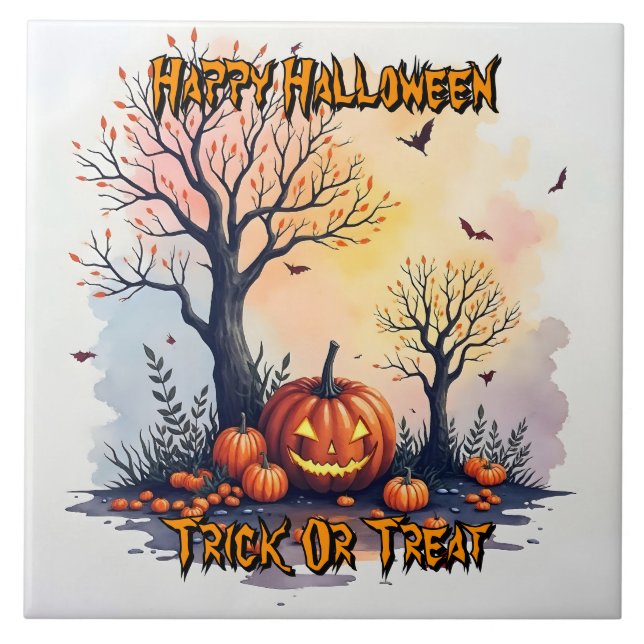 Trendy Halloween Spooky Cute Collection Ceramic Tile (Front)
