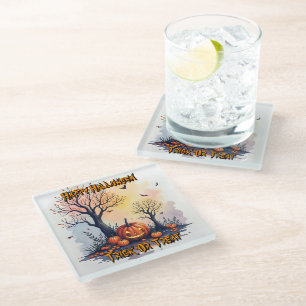 Trendy Halloween Spooky Cute Collection Glass Coaster