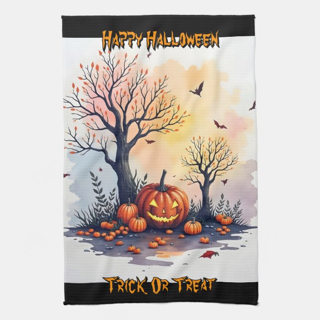 Trendy Halloween Spooky Cute Collection Kitchen Towel (Vertical)