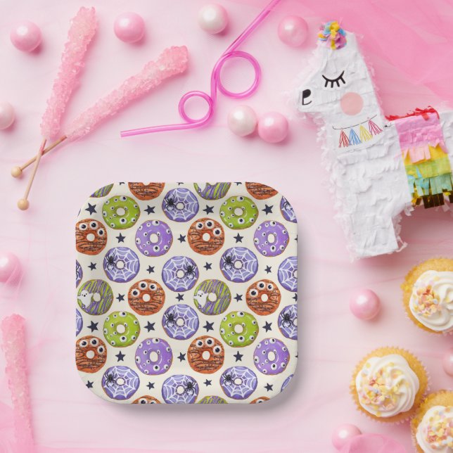 Trendy Halloween Spooky Donuts Party Paper Plates (Party)