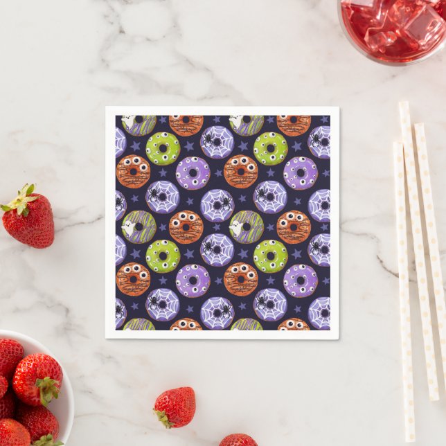 Trendy Halloween Spooky Funky Donut Napkins (Insitu)