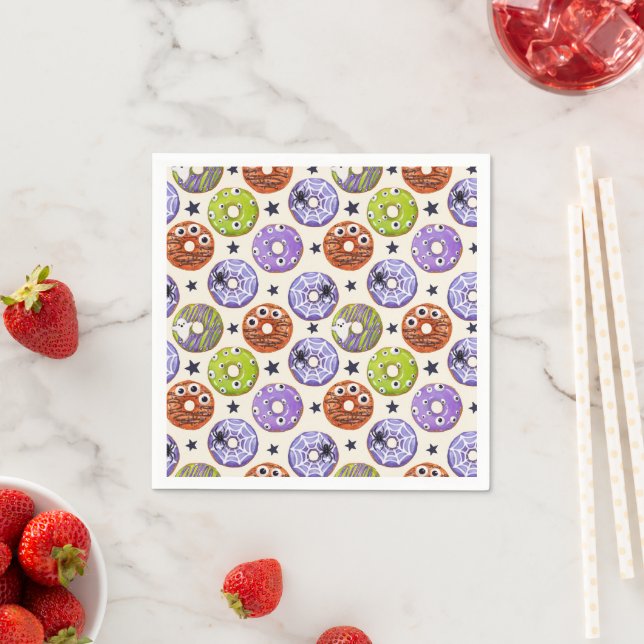 Trendy Halloween Spooky Funky Donut Napkins (Insitu)