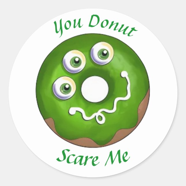 Trendy Halloween Spooky Green Monster Eyes Donut Classic Round Sticker (Front)