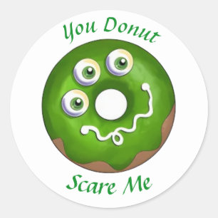 Trendy Halloween Spooky Green Monster Eyes Donut Classic Round Sticker