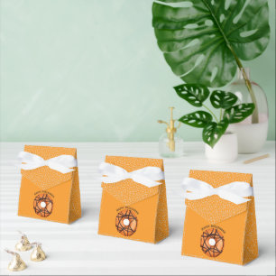 Trendy Halloween Spooky Orange Web Donut Favor Boxes
