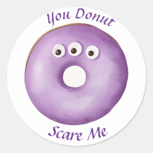Trendy Halloween Spooky Purple Monster Eyes Donut Classic Round Sticker