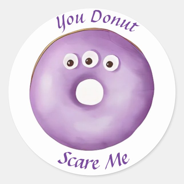 Trendy Halloween Spooky Purple Monster Eyes Donut Classic Round Sticker (Front)